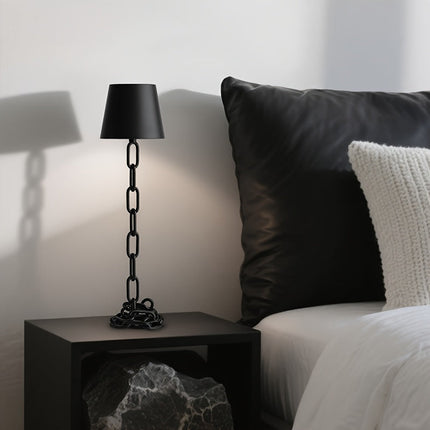 Modern Chain-Link Table Lamp with Rechargeable USB-C Battery | Touch Control Dimming for Warm Ambience