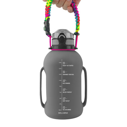 Collapsible Water Bottle, 2L Large Capacity Jug with Time Markers and Carry Strap, for Gym and Travel