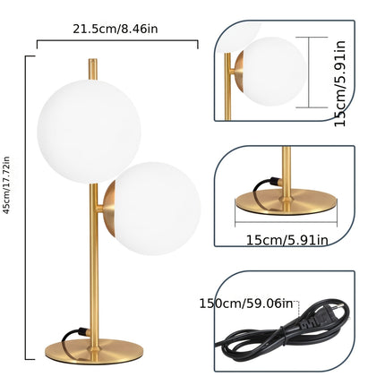 Modern Golden Table Lamp with Frosted Glass Globe | Industrial Chic Lighting for Elegant Interiors