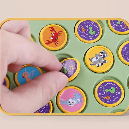 Animal Memory Flip Game with Matching Discs, Screen Free Matching Pairs Game for Kids and Family Game Night
