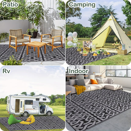 Reversible Outdoor Rug with Modern Geometric Design | Lightweight & Easy-Clean Mat for Patios and RVs