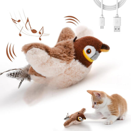Interactive Cat Toys for Indoor Cats, Chirping Bird Cat Toy with Feather Tail – image 8