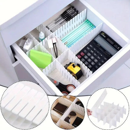 Adjustable Drawer Dividers, Snap Together Organizer Set in 2 Color Options for Clothes, Makeup and Desks