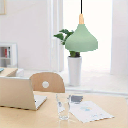 Teardrop Pendant Light with Adjustable Height | Metal & Wood Modern Lamp for Soft Ambient Dining Lighting
