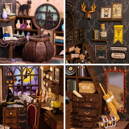 DIY Book Nook Kit, Magic Apothecary Miniature Witch Room Built From Scratch, All Raw Materials Included