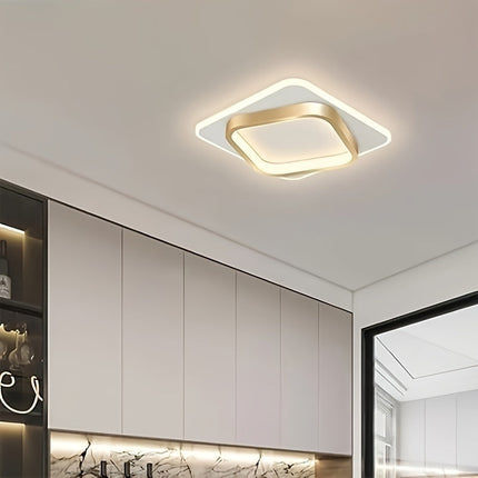 Modern Square LED Ceiling Light with Polished Finish | Warm White Illumination for Bedrooms and Hallways
