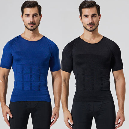 Compression Undershirt for Men, Seamless Slimming Base Layer in Breathable Stretch Fabric, Sizes M to 2XL