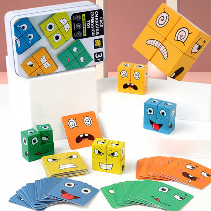 Face Matching Cube Game with Expression Cards for Family Game Night, Fast Paced Speed Matching Game for Kids