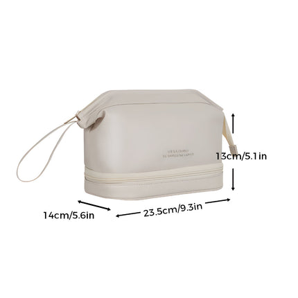 Large Capacity Makeup Bag Organizer with Wide Opening | PU Shell Travel Case for Skincare and Essentials