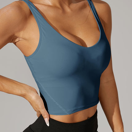 Backless Crop Tank Top with V Neck Design | Soft Stretch Athletic Top for Comfortable Workouts and Everyday Style