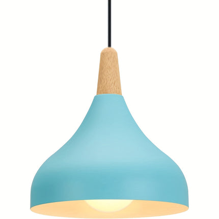 Teardrop Pendant Light with Adjustable Height | Metal & Wood Modern Lamp for Soft Ambient Dining Lighting