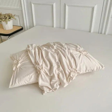 Floral Pleated Quilt Cover Set with Zipper Closure & Corner Ties | Stylish Bedding for Easy Bedroom Refresh