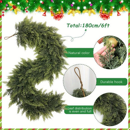 Art Deco Christmas Garland with Flexible Design | Unlit Decoration for Fireplace Mantle and Stair Railing