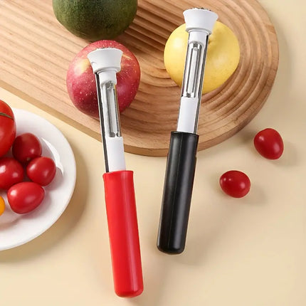 Fruit Peeler and Corer, 2-in-1 Apple Coring Tool with Ergonomic Handle for Quick Fruit and Vegetable Prep, 2 Colours