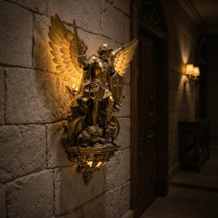 Archangel Michael Wall Sconce, Angel Sculpture for Living Room Wall Decor