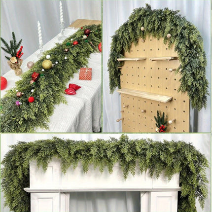 Art Deco Christmas Garland with Flexible Design | Unlit Decoration for Fireplace Mantle and Stair Railing