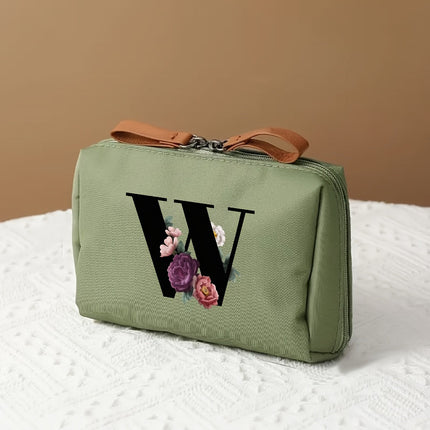 Elegant Makeup Bag Travel Organizer with Letter Design | Chic Cosmetic Case for Beauty Essentials