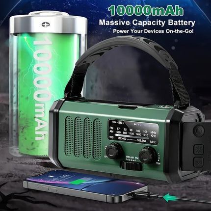 NOAA Weather Radio, Solar Hand Crank Emergency Radio with Power Bank and Flashlight