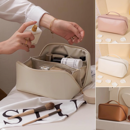 Travel Makeup Bag with Large Capacity & Wide Opening | Organized Storage for Cosmetics and Toiletries
