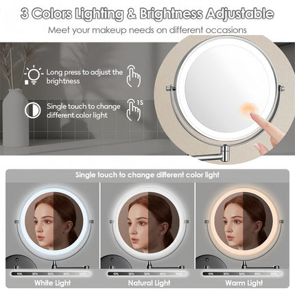 Wall Mounted Vanity Mirror with Lights, Rechargeable Shaving Mirror for Bathroom – image 9