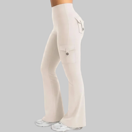 High Waist Cargo Pants with Drawstring and Wide Leg Flare | Comfortable Trousers for All-Season Style