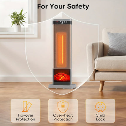 Portable Electric Space Heater with Remote Control for Fast Room Heating | Energy-Efficient & Safety Features