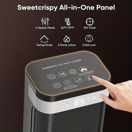 Portable Electric Space Heater with Remote Control for Fast Room Heating | Energy-Efficient & Safety Features