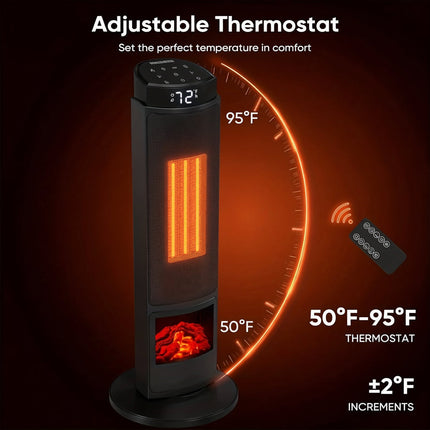 Portable Electric Space Heater with Remote Control for Fast Room Heating | Energy-Efficient & Safety Features