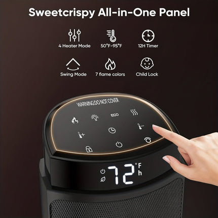 Portable Electric Space Heater with Remote Control for Fast Room Heating | Energy-Efficient & Safety Features