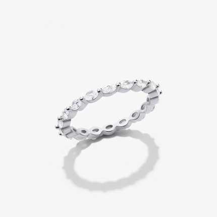 Sterling Silver Stacking Ring with Cubic Zirconia | Minimalist Adjustable Band for Everyday Elegance