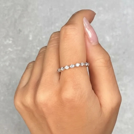Sterling Silver Stacking Ring with Cubic Zirconia | Minimalist Adjustable Band for Everyday Elegance