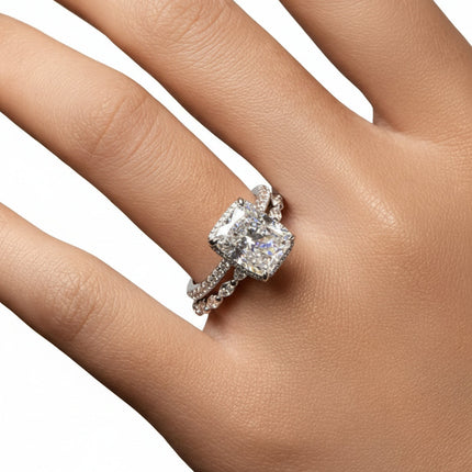 Sterling Silver Stacking Ring with Cubic Zirconia | Minimalist Adjustable Band for Everyday Elegance