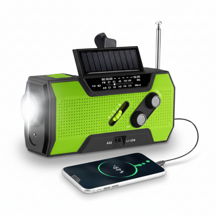 Portable Emergency Radio with Solar and Hand Crank Charger | Stay Informed and Powered During Outages