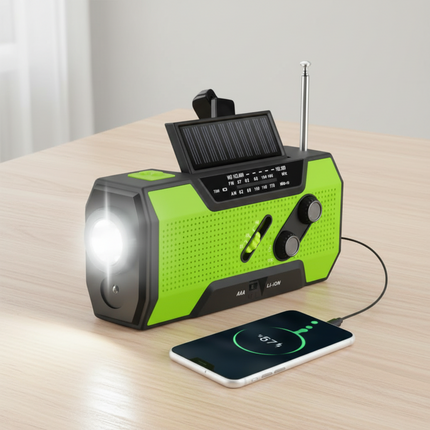 Portable Emergency Radio with Solar and Hand Crank Charger | Stay Informed and Powered During Outages