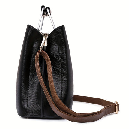 Genuine Leather Handbag Purse, Leather Crossbody Bag with Adjustable Strap and Magnetic Flap