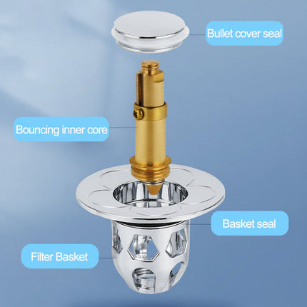 Sink Drain Stopper with Anti-Clog Basket Design | Durable Stainless Steel Plug for Easy Blocking of Hair and Debris