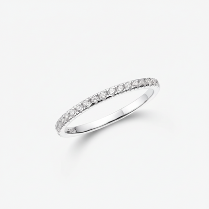 Stacking Ring in Geometric Silver Design with Cubic Zirconia | Elegant Everyday Accessory for Effortless Style