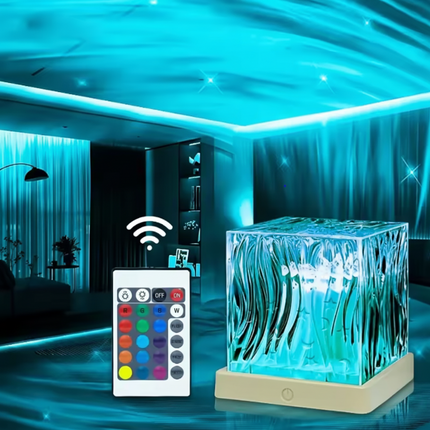 RGB Crystal LED Night Light Projector with 16 Color Modes | Touch & Remote Control for Ambient Room Lighting