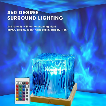 RGB Crystal LED Night Light Projector with 16 Color Modes | Touch & Remote Control for Ambient Room Lighting