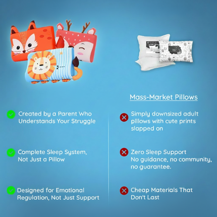 Toddler Sensory Pillow with Lion Tail & Fox Ears | Calming Tactile Comfort for Peaceful Sleep