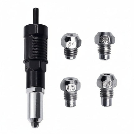 Rivet Gun Drill Adapter Kit with Interchangeable Nozzles | Fasten Multiple Rivet Sizes for Home Repairs and Workshop Projects