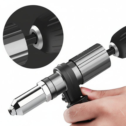 Rivet Gun Drill Adapter Kit with Interchangeable Nozzles | Fasten Multiple Rivet Sizes for Home Repairs and Workshop Projects