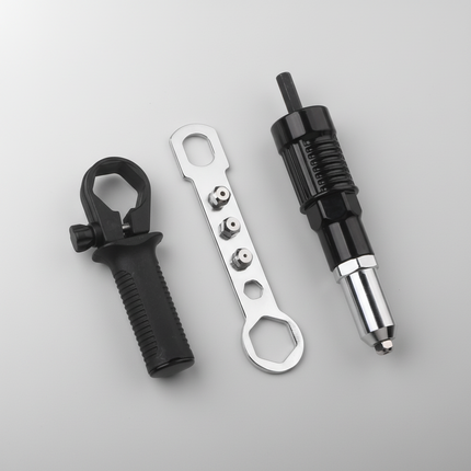 Rivet Gun Drill Adapter Kit with Interchangeable Nozzles | Fasten Multiple Rivet Sizes for Home Repairs and Workshop Projects