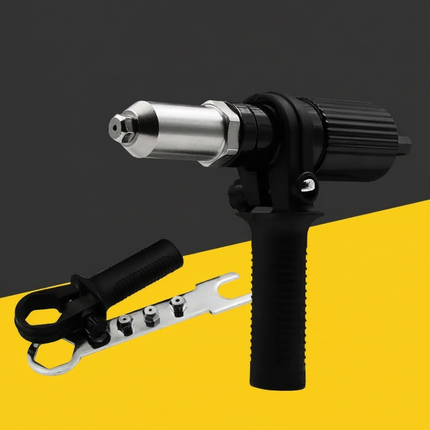 Rivet Gun Drill Adapter Kit with Interchangeable Nozzles | Fasten Multiple Rivet Sizes for Home Repairs and Workshop Projects