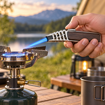 Refillable Butane Torch Lighter with Adjustable Flame, Candle Lighter for Grills, Wind Resistant Camping Lighter_03