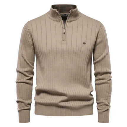 Ribbed Knit Sweater Men with YKK Zipper, Mens Sweaters Business Casual – image 7