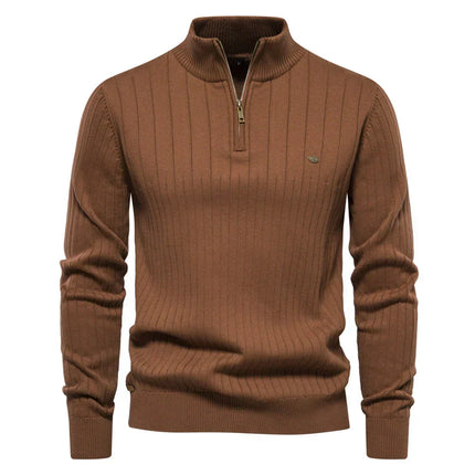 Mens Quarter Zip Sweater, Ribbed Knit Sweater Men with YKK Zipper – image 8