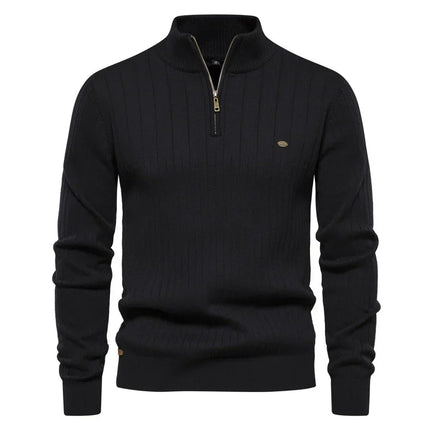Mens Quarter Zip Sweater, Ribbed Knit Sweater Men with YKK Zipper, Mens Sweaters Business Casual, Quarter Zip Pullover