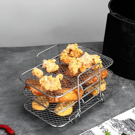 Stackable Air Fryer Rack with Open Airflow Design | Multi-Tier Cooking Tray for Organized Meal Preparation