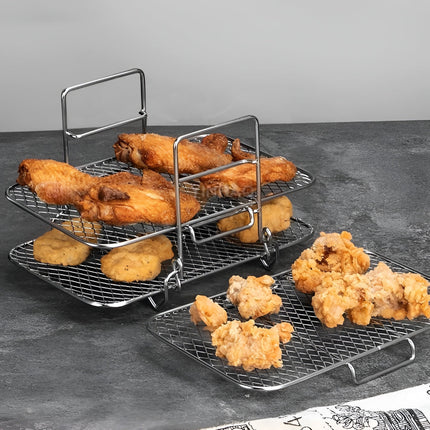 Stackable Air Fryer Rack with Open Airflow Design | Multi-Tier Cooking Tray for Organized Meal Preparation